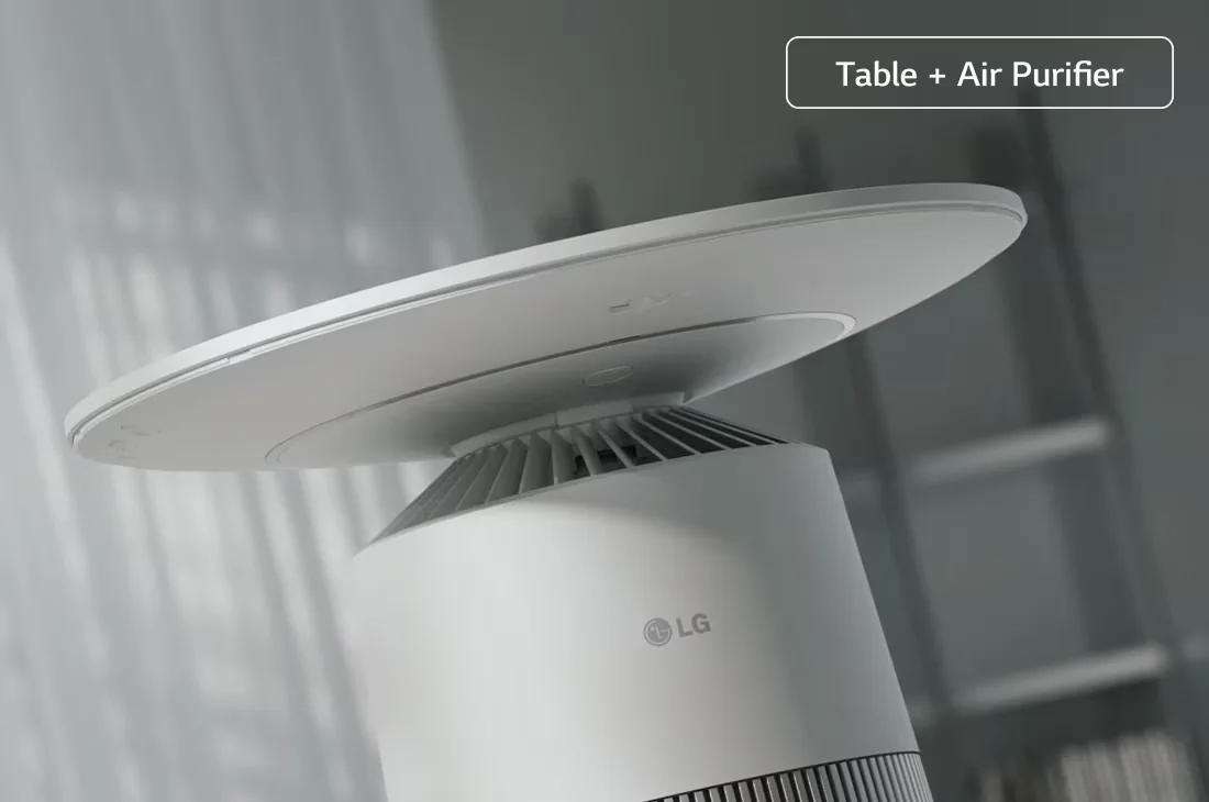 LG AeroFurniture AS201PRU0 邊桌與空氣清淨機整合官方情境圖